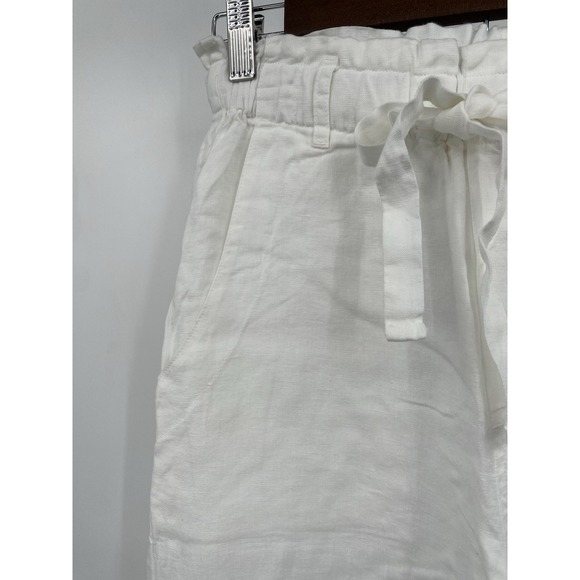 Anthropologie CLOTH & STONE White LINEN Paperbag Waist Wide Leg Crop Pants‎ XS - Picture 5 of 12